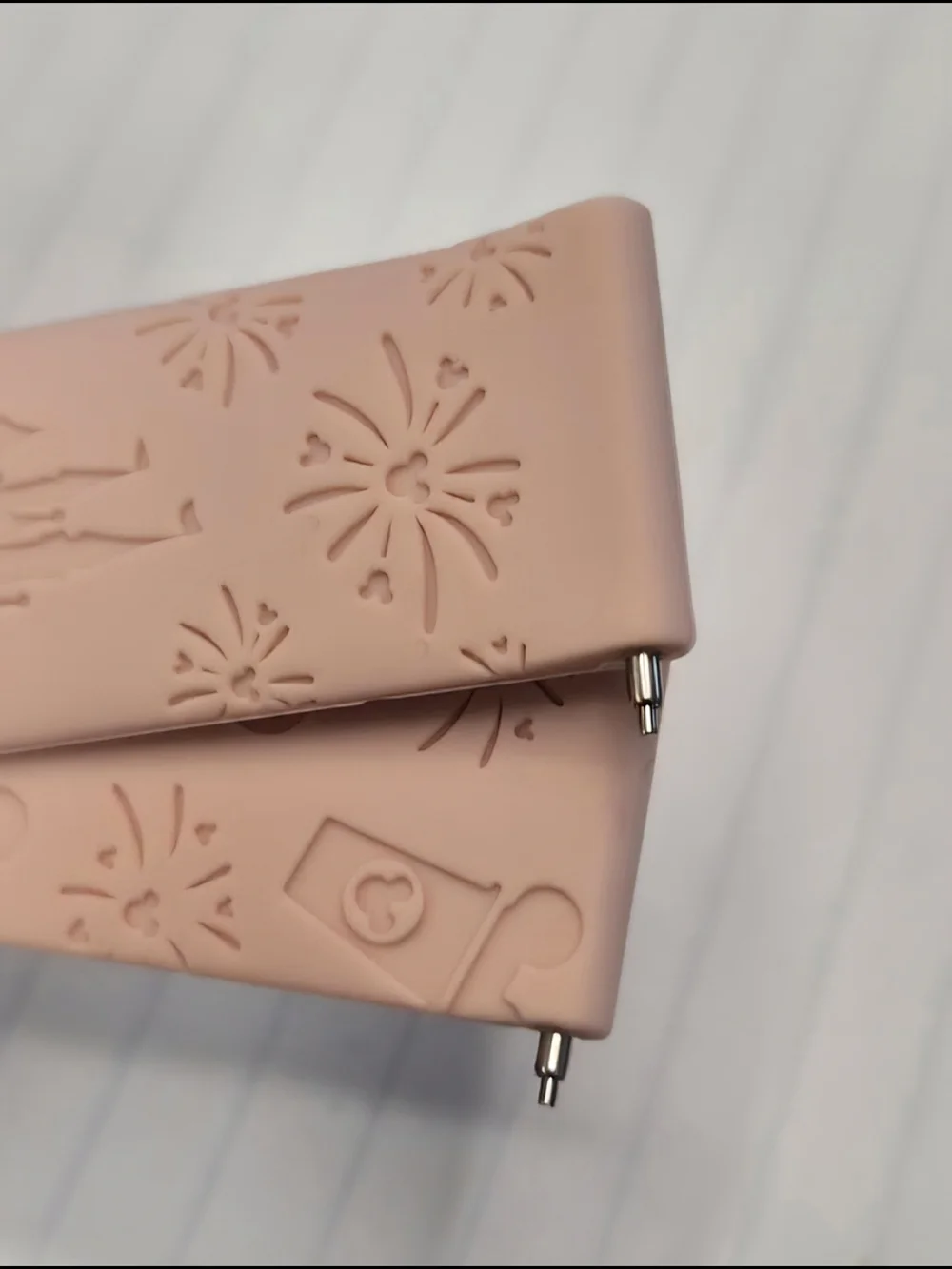 Blush Pink Silicone Watch Strap with Theme Park Icons